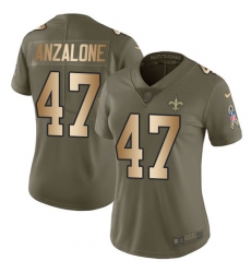 Women's Nike New Orleans Saints #47 Alex Anzalone Limited Olive/Gold 2017 Salute to Service NFL Jersey