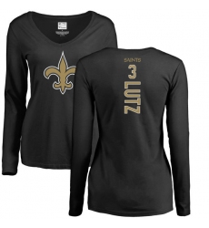 NFL Women's Nike New Orleans Saints #3 Will Lutz Black Backer Slim Fit Long Sleeve T-Shirt