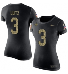 Women's Nike New Orleans Saints #3 Will Lutz Black Camo Salute to Service T-Shirt