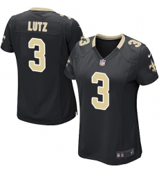 Women's Nike New Orleans Saints #3 Will Lutz Game Black Team Color NFL Jersey