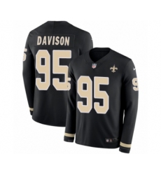 Men's Nike New Orleans Saints #95 Tyeler Davison Limited Black Therma Long Sleeve NFL Jersey