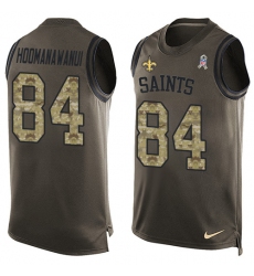 Men's Nike New Orleans Saints #84 Michael Hoomanawanui Limited Green Salute to Service Tank Top NFL Jersey