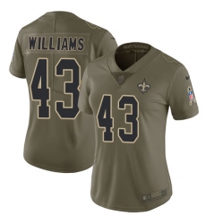 Women's Nike New Orleans Saints #43 Marcus Williams Limited Olive 2017 Salute to Service NFL Jersey