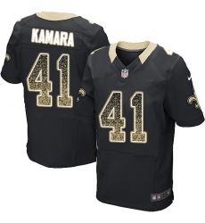 Men's Nike New Orleans Saints #41 Alvin Kamara Elite Black Home Drift Fashion NFL Jersey