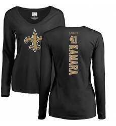 NFL Women's Nike New Orleans Saints #41 Alvin Kamara Black Backer Slim Fit Long Sleeve T-Shirt