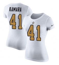 Women's Nike New Orleans Saints #41 Alvin Kamara White Rush Pride Name & Number T-Shirt