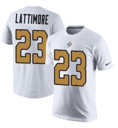 Nike New Orleans Saints #23 Marshon Lattimore White Rush Pride Name & Number T-Shirt