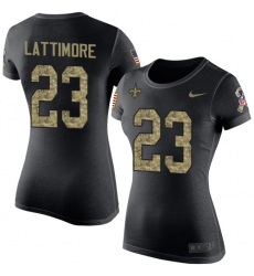 Women's Nike New Orleans Saints #23 Marshon Lattimore Black Camo Salute to Service T-Shirt