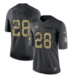 Youth Nike New York Giants #28 Paul Perkins Limited Black 2016 Salute to Service NFL Jersey