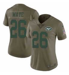 Women's Nike New York Jets #26 Marcus Maye Limited Olive 2017 Salute to Service NFL Jersey