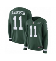 Women's Nike New York Jets #11 Robby Anderson Limited Green Therma Long Sleeve NFL Jersey