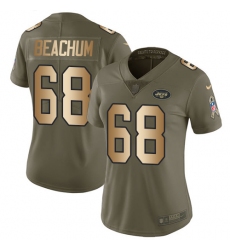 Women's Nike New York Jets #68 Kelvin Beachum Limited Olive/Gold 2017 Salute to Service NFL Jersey