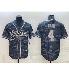 Men's Las Vegas Raiders #4 Derek Carr Grey Camo With Patch Cool Base Stitched Baseball Jersey