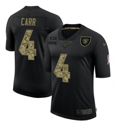 Men's Oakland Raiders #4 Derek Carr Camo 2020 Salute To Service Limited Jersey
