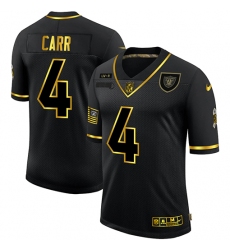 Men's Oakland Raiders #4 Derek Carr Olive Gold Nike 2020 Salute To Service Limited Jersey