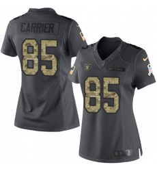 Women Nike Oakland Raiders #85 Derek Carrier Limited Black 2016 Salute to Service NFL Jersey