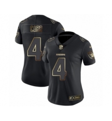 Women's Oakland Raiders #4 Derek Carr Black Gold Vapor Untouchable Limited Player 100th Season Football Jersey
