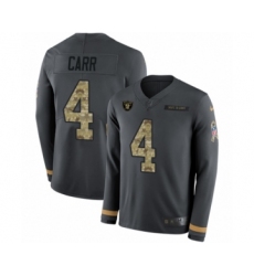 Youth Nike Oakland Raiders #4 Derek Carr Limited Black Salute to Service Therma Long Sleeve NFL Jersey