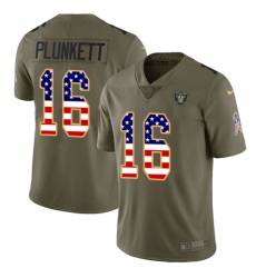 Men's Nike Oakland Raiders #16 Jim Plunkett Limited Olive/USA Flag 2017 Salute to Service NFL Jersey