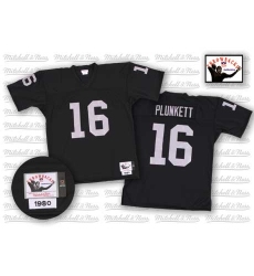 Mitchell and Ness Oakland Raiders #16 Jim Plunkett Black Authentic Throwback NFL Jersey