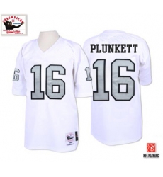 Mitchell and Ness Oakland Raiders #16 Jim Plunkett White with Silver No. Authentic NFL Throwback Jersey