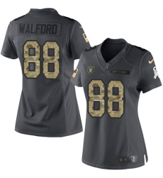 Women's Nike Oakland Raiders #88 Clive Walford Limited Black 2016 Salute to Service NFL Jersey