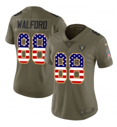 Women's Nike Oakland Raiders #88 Clive Walford Limited Olive/USA Flag 2017 Salute to Service NFL Jersey