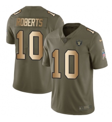 Men's Nike Oakland Raiders #10 Seth Roberts Limited Olive/Gold 2017 Salute to Service NFL Jersey