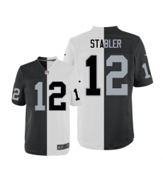 Men's Nike Oakland Raiders #12 Kenny Stabler Elite Black/White Split Fashion NFL Jersey