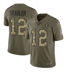 Men's Nike Oakland Raiders #12 Kenny Stabler Limited Olive/Camo 2017 Salute to Service NFL Jersey