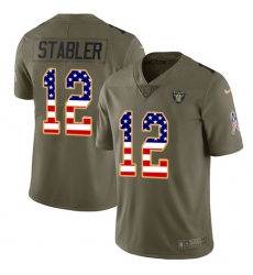 Men's Nike Oakland Raiders #12 Kenny Stabler Limited Olive/USA Flag 2017 Salute to Service NFL Jersey