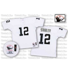 Mitchell and Ness Oakland Raiders #12 Kenny Stabler White Authentic NFL Throwback Jersey
