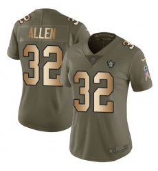 Women's Nike Oakland Raiders #32 Marcus Allen Limited Olive/Gold 2017 Salute to Service NFL Jersey