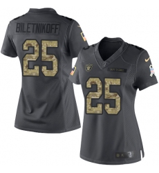 Women's Nike Oakland Raiders #25 Fred Biletnikoff Limited Black 2016 Salute to Service NFL Jersey