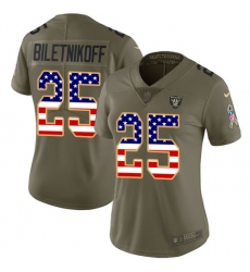 Women's Nike Oakland Raiders #25 Fred Biletnikoff Limited Olive/USA Flag 2017 Salute to Service NFL Jersey