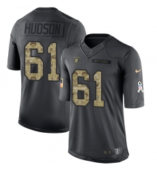 Youth Nike Oakland Raiders #61 Rodney Hudson Limited Black 2016 Salute to Service NFL Jersey