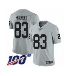 Men's Oakland Raiders #83 Ted Hendricks Limited Silver Inverted Legend 100th Season Football Jersey