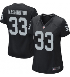 Women's Nike Oakland Raiders #33 DeAndre Washington Game Black Team Color NFL Jersey