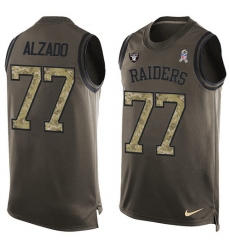 Men's Nike Oakland Raiders #77 Lyle Alzado Limited Green Salute to Service Tank Top NFL Jersey