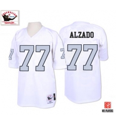 Mitchell and Ness Oakland Raiders #77 Lyle Alzado White with Silver No. Authentic Throwback NFL Jersey