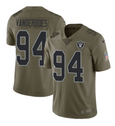 Men's Nike Oakland Raiders #94 Eddie Vanderdoes Limited Olive 2017 Salute to Service NFL Jersey
