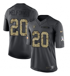 Men's Nike Oakland Raiders #20 Obi Melifonwu Limited Black 2016 Salute to Service NFL Jersey