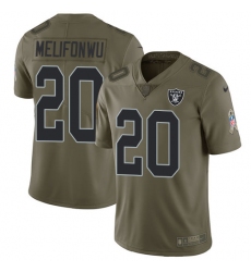 Men's Nike Oakland Raiders #20 Obi Melifonwu Limited Olive 2017 Salute to Service NFL Jersey