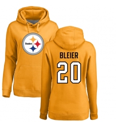 NFL Women's Nike Pittsburgh Steelers #20 Rocky Bleier Gold Name & Number Logo Pullover Hoodie