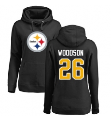 NFL Women's Nike Pittsburgh Steelers #26 Rod Woodson Black Name & Number Logo Pullover Hoodie