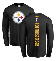 NFL Nike Pittsburgh Steelers #7 Ben Roethlisberger Black Backer Long Sleeve T-Shirt