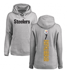 NFL Women's Nike Pittsburgh Steelers #7 Ben Roethlisberger Ash Backer Pullover Hoodie