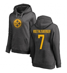 NFL Women's Nike Pittsburgh Steelers #7 Ben Roethlisberger Ash One Color Pullover Hoodie