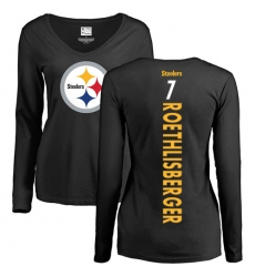 NFL Women's Nike Pittsburgh Steelers #7 Ben Roethlisberger Black Backer Slim Fit Long Sleeve T-Shirt