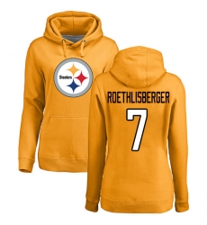 NFL Women's Nike Pittsburgh Steelers #7 Ben Roethlisberger Gold Name & Number Logo Pullover Hoodie